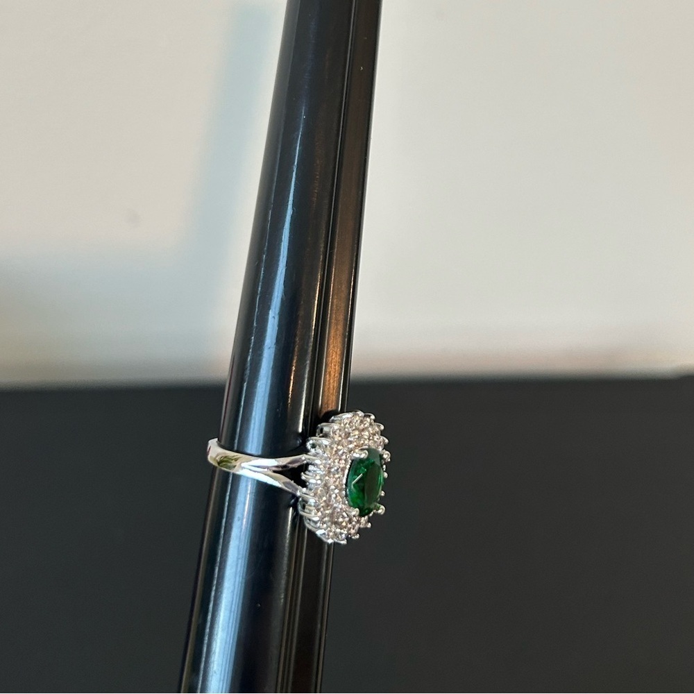 Green ring 14 k gold plated ring - Picture 4 of 6
